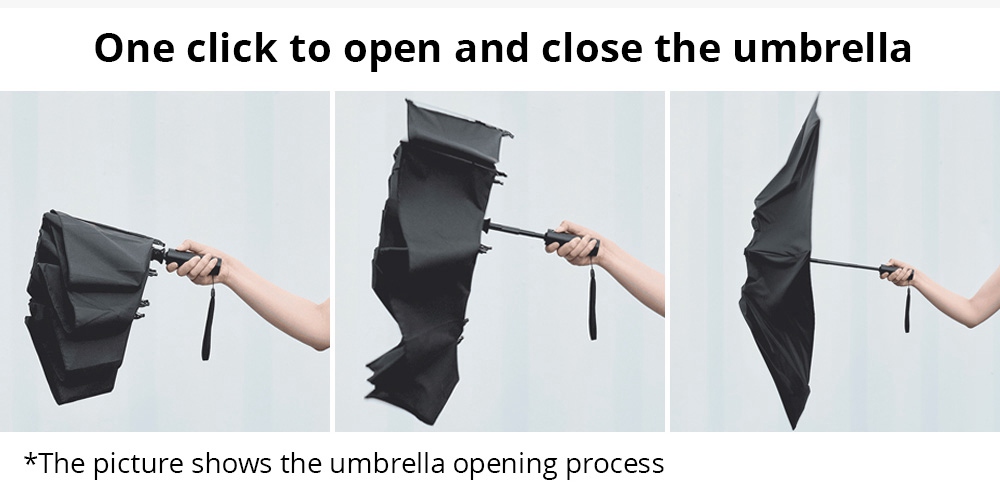 90FUN Portable Fully Automatic Reverse Folding Lighting Umbrella Anti-UV UPF50+ Windproof Wind Resistant Umbrella Three Folding  from Xiaomi Youpin - Gray