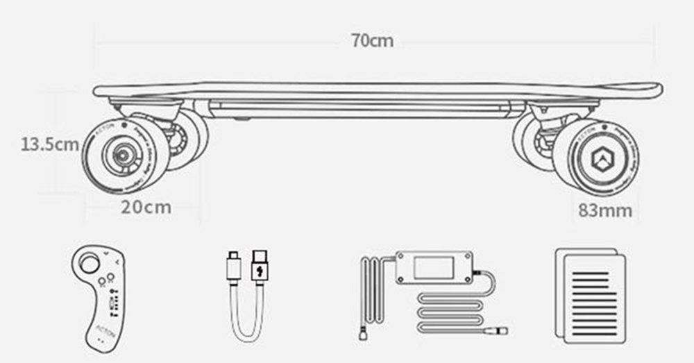 Xiaomi ACTON R1 Electric Skateboard Bluetooth Smart Remote Control LED Light Up to 12KM Range Canadian Maple Wood - Grey Green