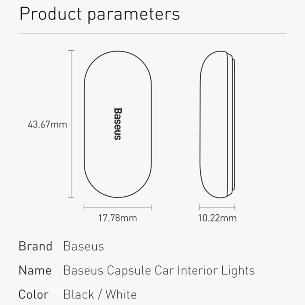 Baseus Capsule Car Interior Lights 2PCS - Black