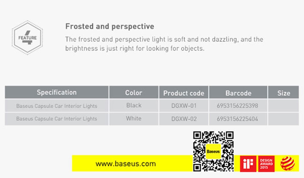 Baseus Capsule Car Interior Lights 2PCS - Black