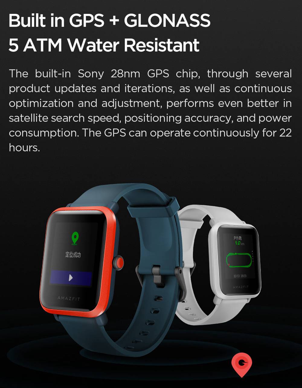 Huami Amazfit Bip S Smartwatch Heart Rate 1.28 Inch Transflective Color TFT Touch Screen IP68 Water Resistant 40 Days Standby GPS + Glonass Positioning Support Multi-language - Black