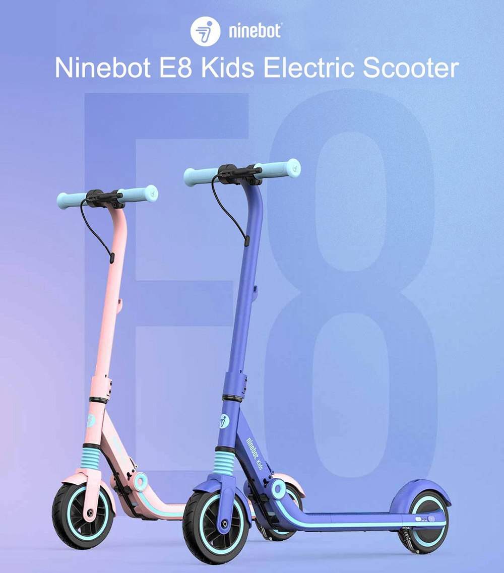 Ninebot Segway E8 Folding Electric Scooter for Kids 130W Motor 14km/h Max Speed 2550mAh/55.08Wh Battery BMS aluminium alloy Frame BMS TPR Handbar up to 10KM Range  - Blue