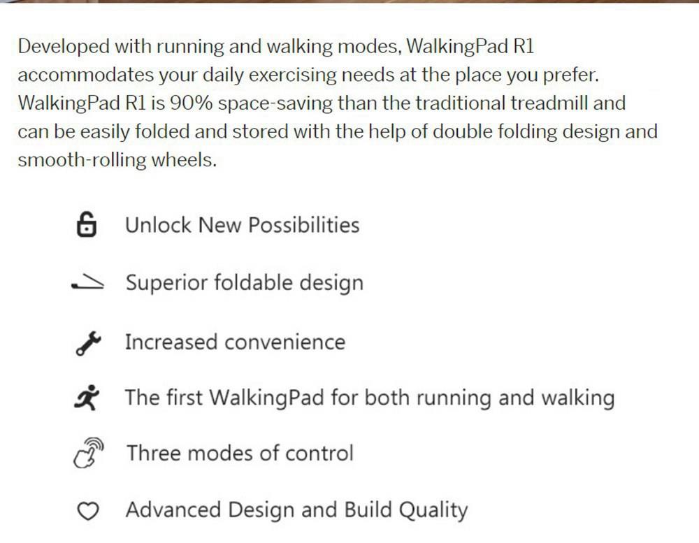 WalkingPad R1 Pro Treadmill APP Control 2 in 1 Smart Folding Walking and Running Machine For Outdoor and Indoor Fitness Exercise - Silver
