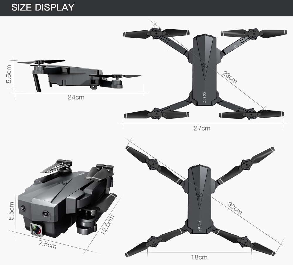 ZLRC SG107 4K WIFI FPV Foldable Drone 50X Zoom RC Quadcopter RTF - 4K WIFI Version