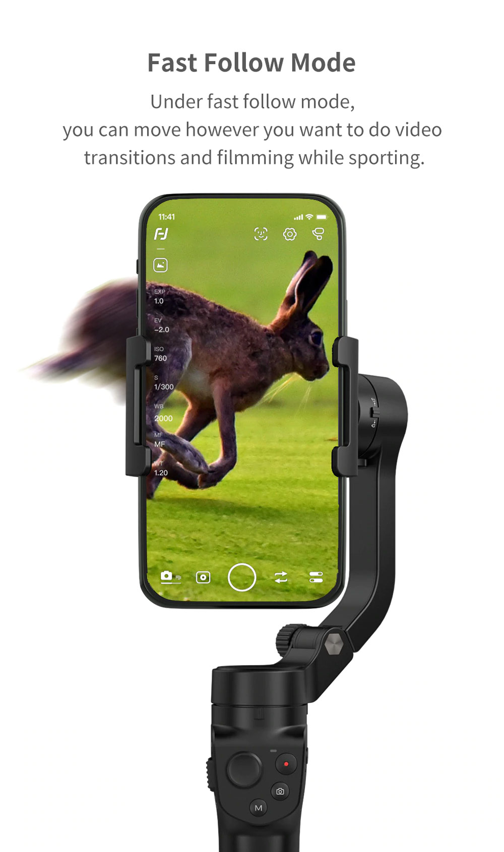 FeiyuTech VLOG Pocket 2 Foldable 3-Axis Handheld Gimbal Stabilizer Joystick Zoom for Smartphone - Black