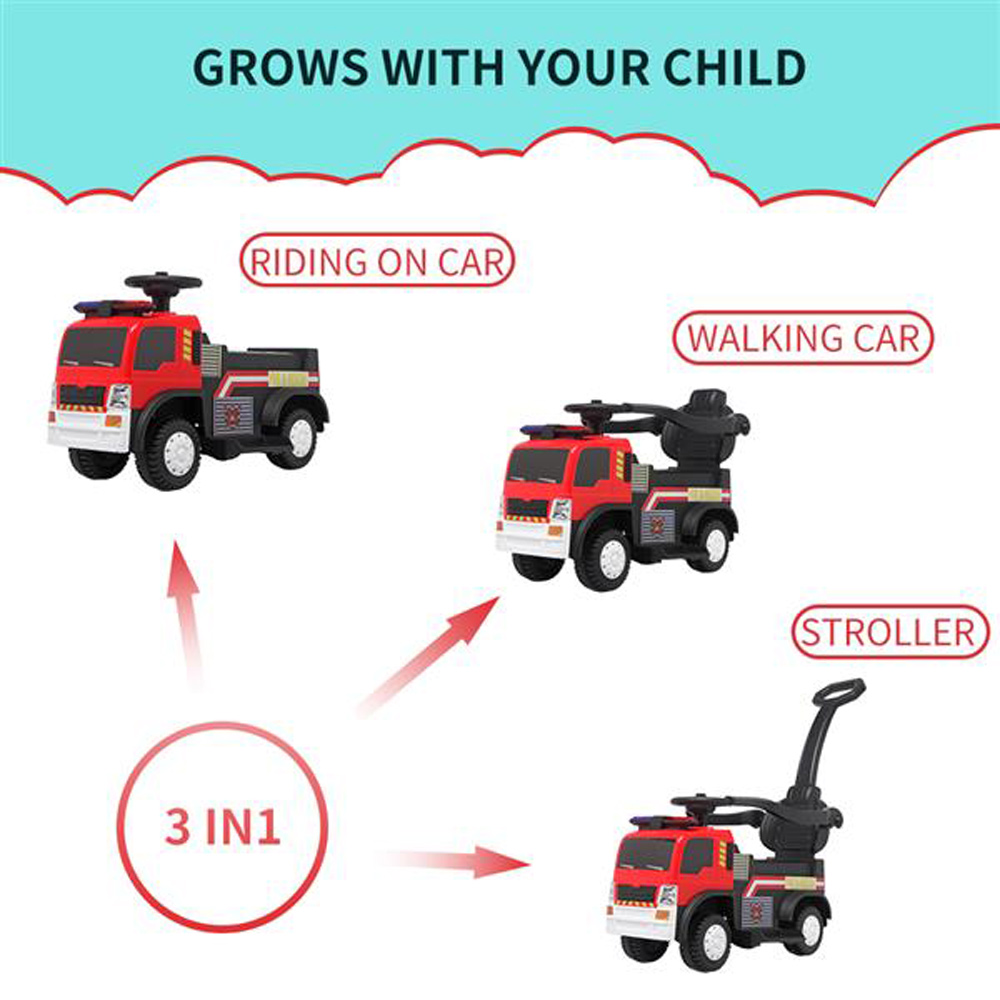 LEADZM JC008P Fire Truck with Music Function Push Handle