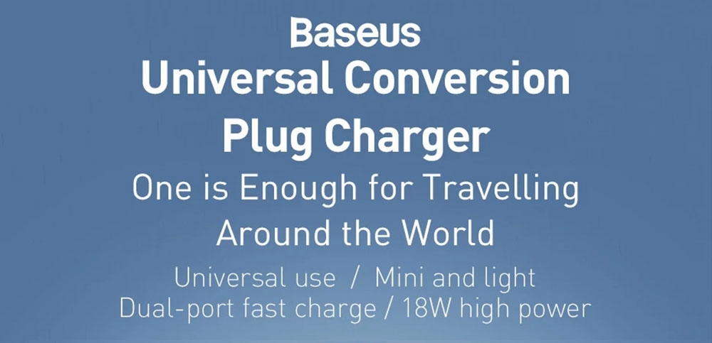 Baseus 18W C+U Adapter Conversion Charger 2-Port PPS PD 3.0 QC 3.0 Fast Charger USB-C USB  International Plug - Black