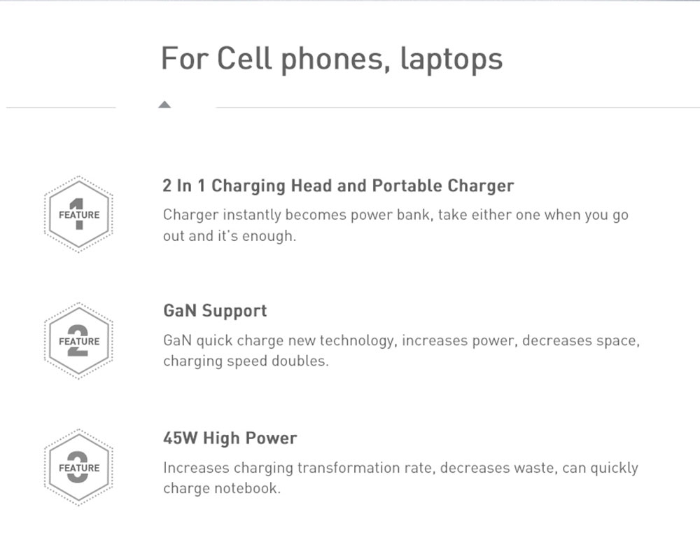 Baseus GaN 2 In 1 45W USB-C Wall Charger PD Fast Charging  + Power Bank 10000mAh Battery PD3.0 QC3.0 Power Delivery Quick Charge Power Supply For iPhone 11 SE 2020 For iPad Pro 2020 Xiaomi 10 Huawei P40 Pro Eu Port - Black