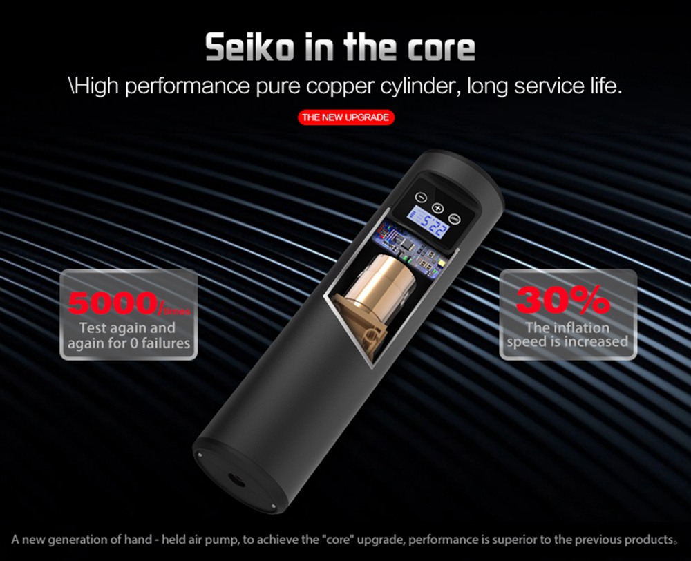 Pompa pneumatica per auto digitale a batteria gonfiabile a compressore portatile per gonfiatore a batteria 12V 150PSI - Nero
