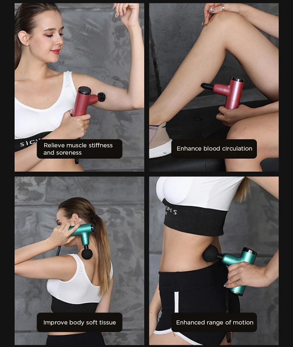 Handheld Mini Fascia Gun Spiermassage Pistool Meridiaan Diepte Relaxer Fitness Schokgolf Fysiotherapie Instrument voor Afslanken Vormgeven Lichaam Nekpijnverlichting - Zwart