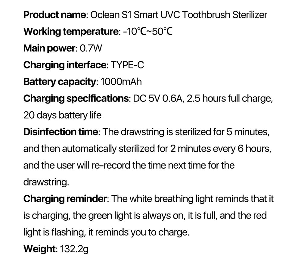 Oclean S1 Smart UVC Toothbrush Sterilizer Wall Mounted Holder Rack Manual Automatic Sterilizer Ultraviolet Antibacterial Holder from Xiaomi Youpin - White