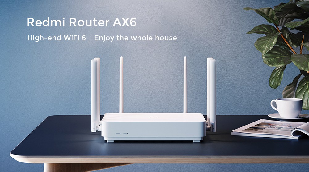 Xiaomi Redmi AX6 Router 5 Core WiFi 6 Dual Band Wireless WiFi Router Support Mesh OFDMA 2976MBps 6xAntennas 512MB Wireless Signal Booster Children Protection - White