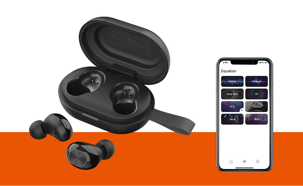 Tronsmart Spunky Beat with APP Control Bluetooth 5.0 TWS CVC 8.0 Earbuds Qualcomm QCC3020 Independent Usage aptX/AAC/SBC 24H Playtime Siri Google Assistant IPX5