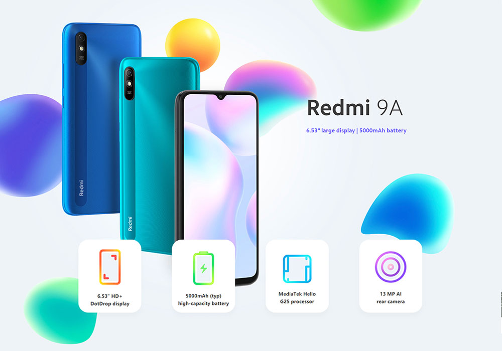 Xiaomi Redmi 9A CN Version 4G LTE Smartphone 6.53 Inch HD+ DotDrop Screen MediaTek Helio G25 4GB RAM 64GB ROM MIUI 12 13MP AI Rear Camera 5000mAh Battery Dual SIM Dual Standby - Green