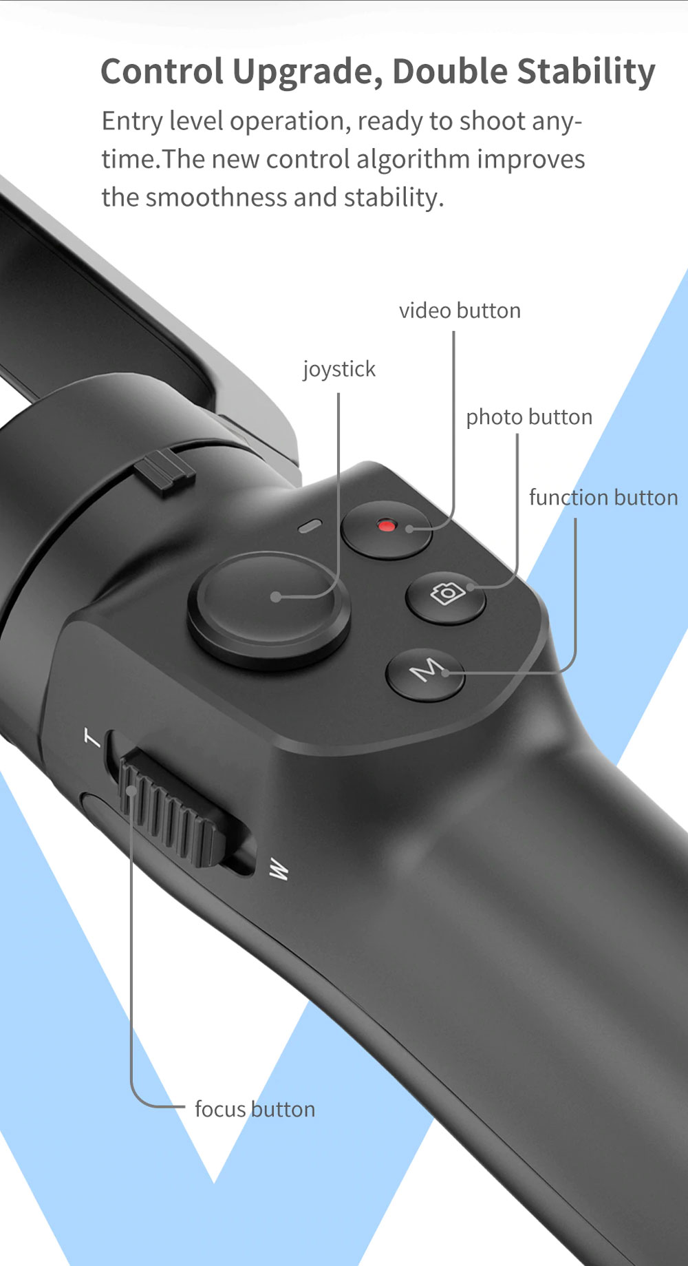 FeiyuTech VLOG Pocket 2 Foldable 3-Axis Handheld Gimbal Stabilizer Joystick Zoom for Smartphone - Black