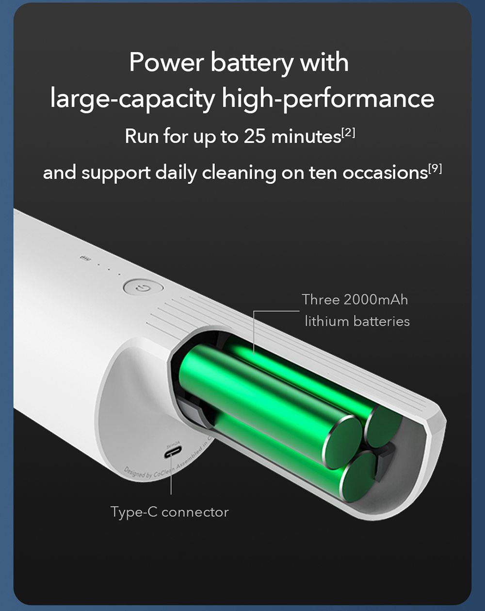 Cleanfly FV2 Portable Handheld Cordless Vacuum Cleaner 16800Pa Suction 99.9% Mite Removal 25min Battery Life One-click Dusting 120W Brushless Motor From Xiaomi Youpin - Black