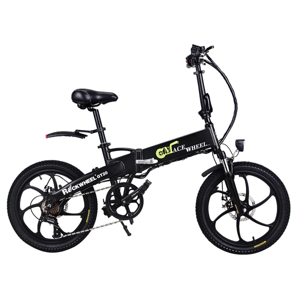 CMACEWHEEL GT20 Folding Electric Bike 20 Inch Fat Tire 48V 350W Motor Max Speed 30km/h Aluminum alloy Frame 20-30km Range Disc Brake  5 level Shifting - Black