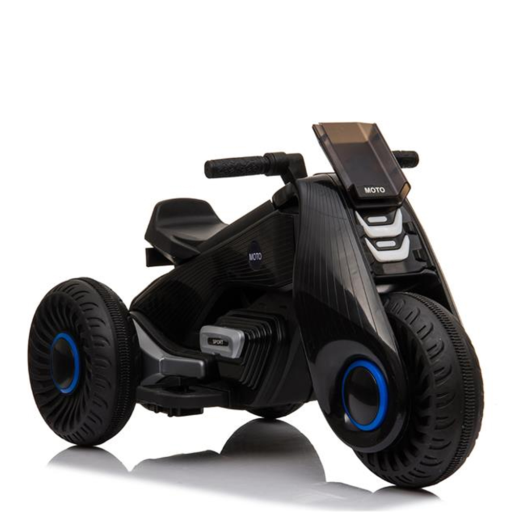 Children's Electric Motorcycle 3 Wheels Double Drive With Music Playback Function - Black