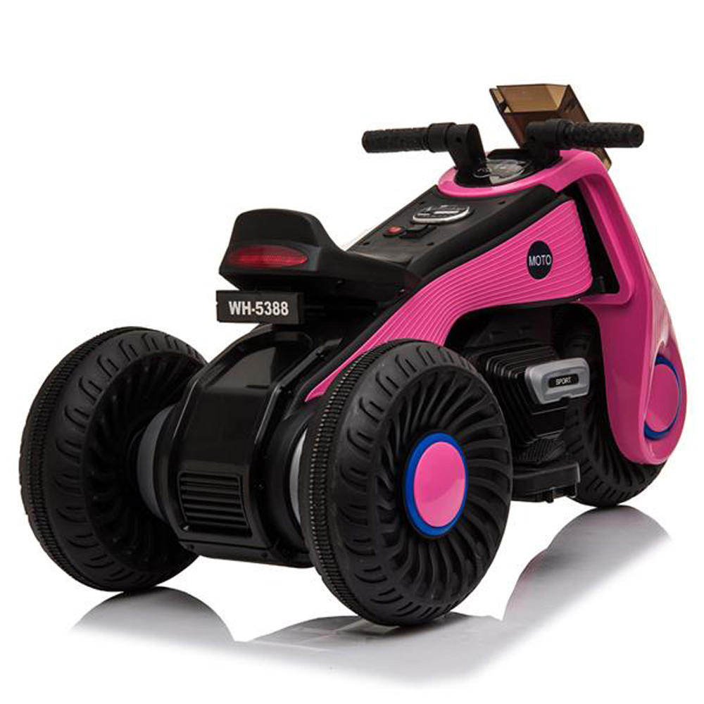 Children's Electric Motorcycle 3 Wheels Double Drive With Music Playback Function - Pink