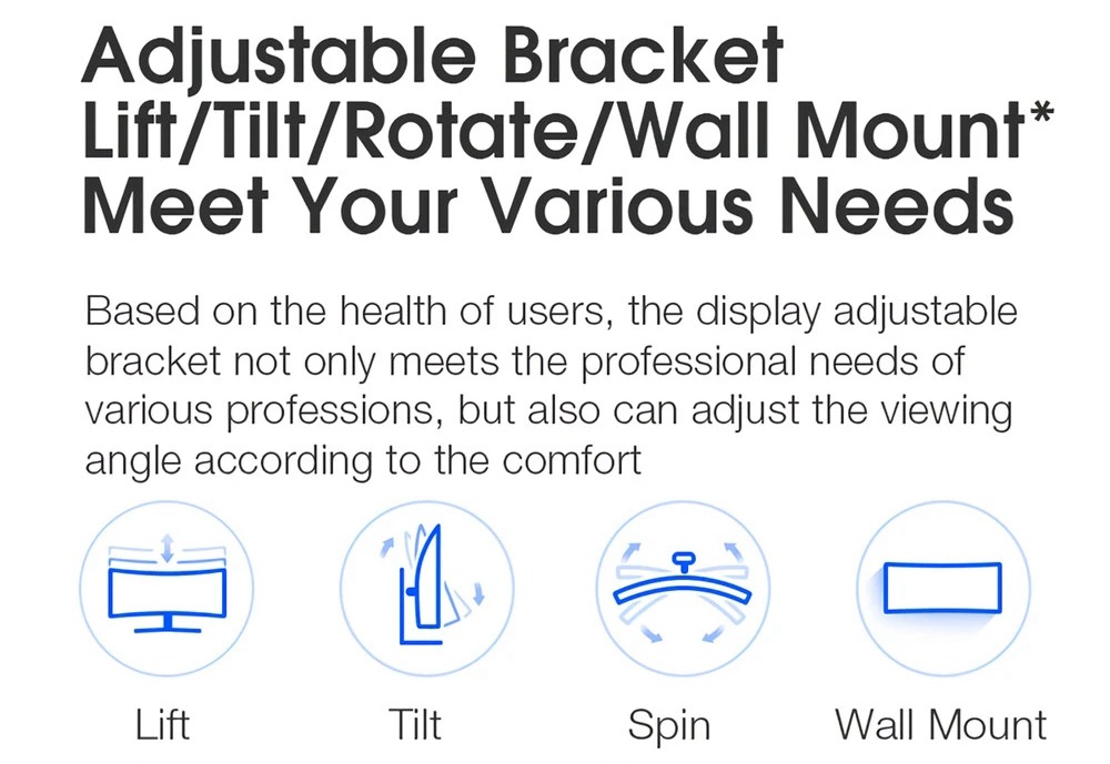 Original Xiaomi Curved Gaming Monitor 34 Inch 21:9 Bring Fish Screen 144Hz High Refresh Rate 1500R Curvature WQHD 3440*1440 Resolution 121% sRGB Wide Color Gamut Free-Sync Technology Display - Black