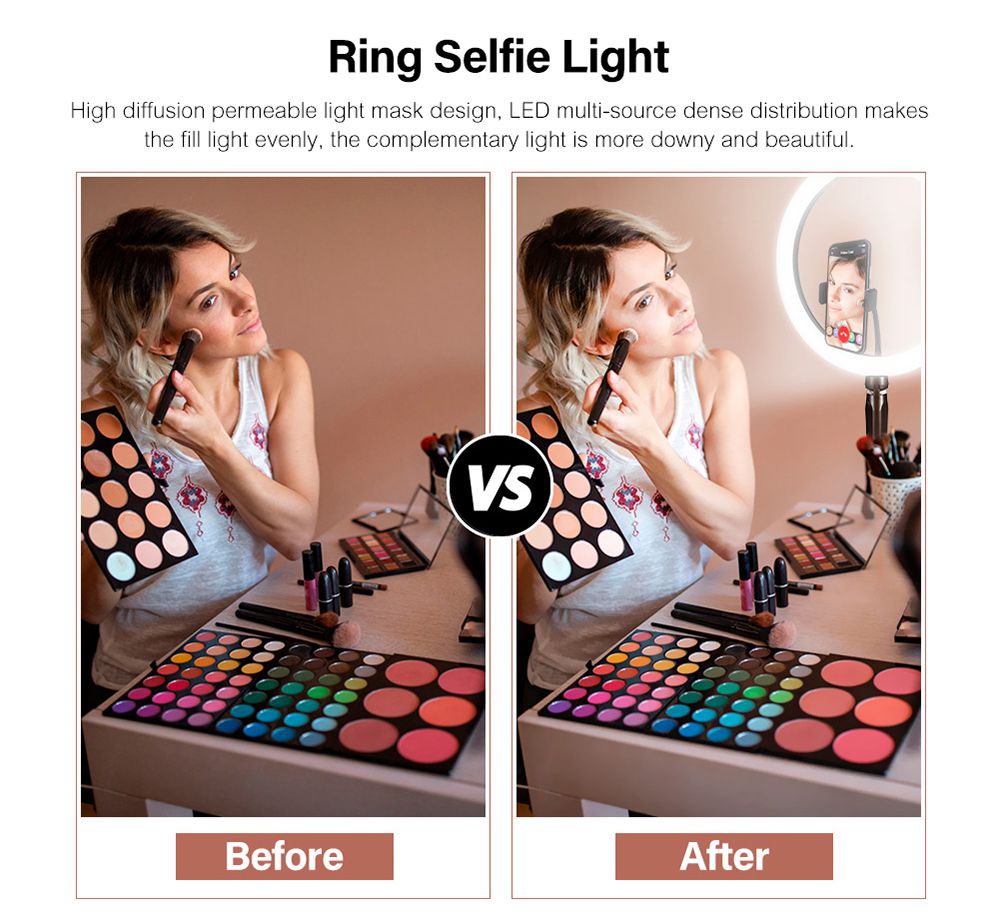 12 Inch Dimmable LED Selfie Video Ring Light with Tripod Stand Phone Holder for Youtube Tik Tok Live Streaming Makeup Lamp