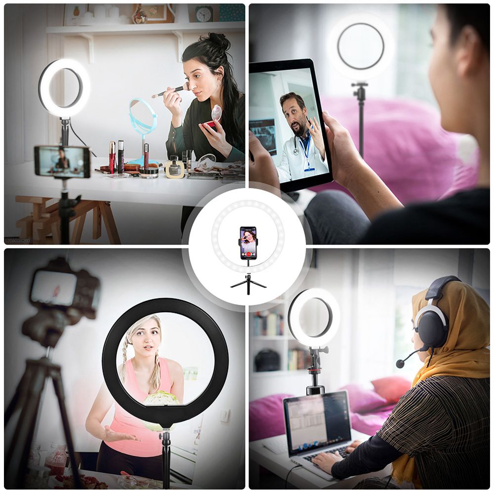 12 Inch Dimmable LED Selfie Video Ring Light with Tripod Stand Phone Holder for Youtube Tik Tok Live Streaming Makeup Lamp