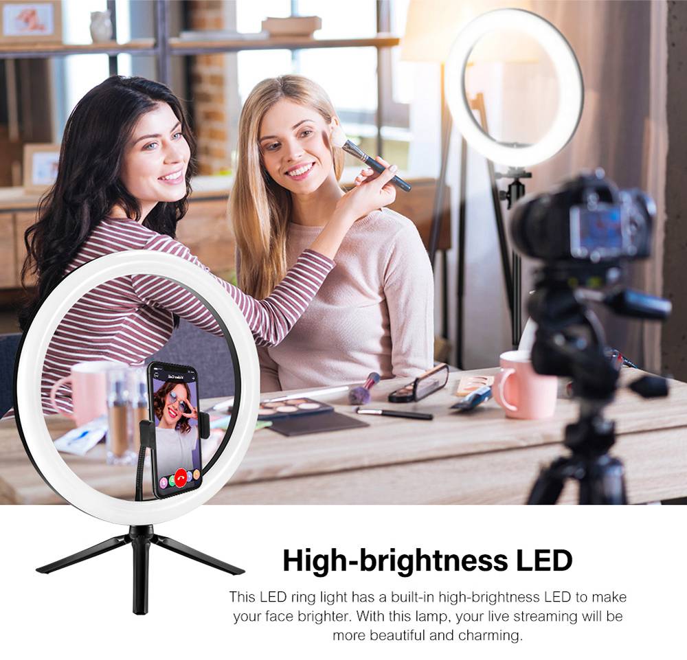 12 Inch Dimmable LED Selfie Video Ring Light with Tripod Stand Phone Holder for Youtube Tik Tok Live Streaming Makeup Lamp