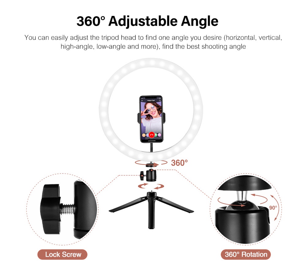 12 Inch Dimmable LED Selfie Video Ring Light with Tripod Stand Phone Holder for Youtube Tik Tok Live Streaming Makeup Lamp