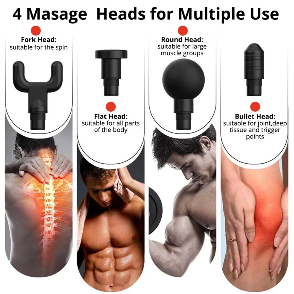 Handheld Mini Fascia Gun Muscle Massage Gun Meridian Depth Relaxer Fitness Shock Wave Physiotherapy Instrument for Slimming Shaping Body Neck Pain Relief - Silver