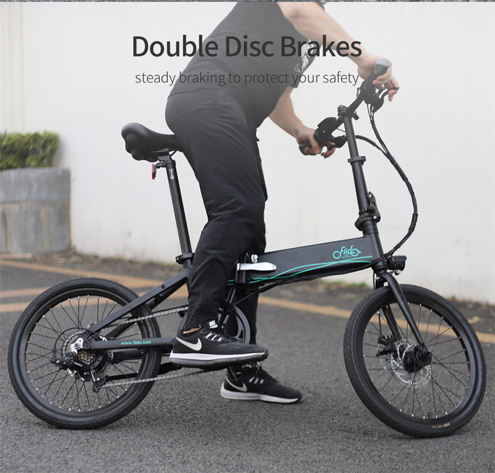 FIIDO D4S Folding Moped Electric Bike Shimano 6-speed Gear Shifting City Bike Commuter Bike 20-inch Tires 250W Motor Max 25km/h 10.4Ah Battery up to 80KM Mileage Range - Black