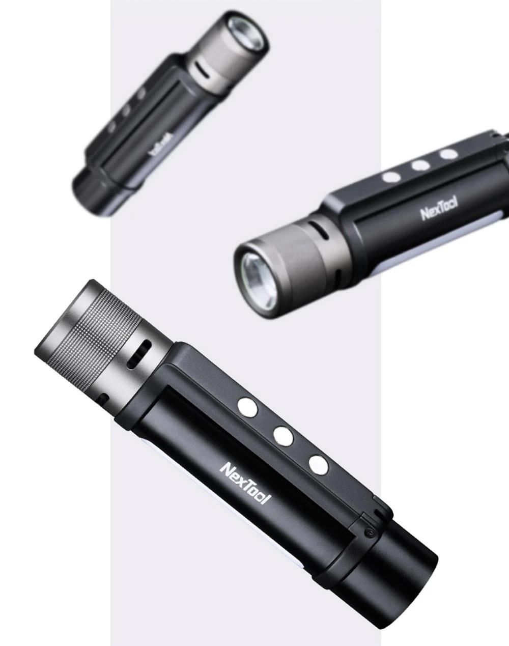 Nextool Outdoor Portable 6-in-1 LED Flashlight 1000 Lumens Lens Telescopic Focusing One-click Alert USB Charging IPX4 Waterproof From Xiaomi Youpin - Black