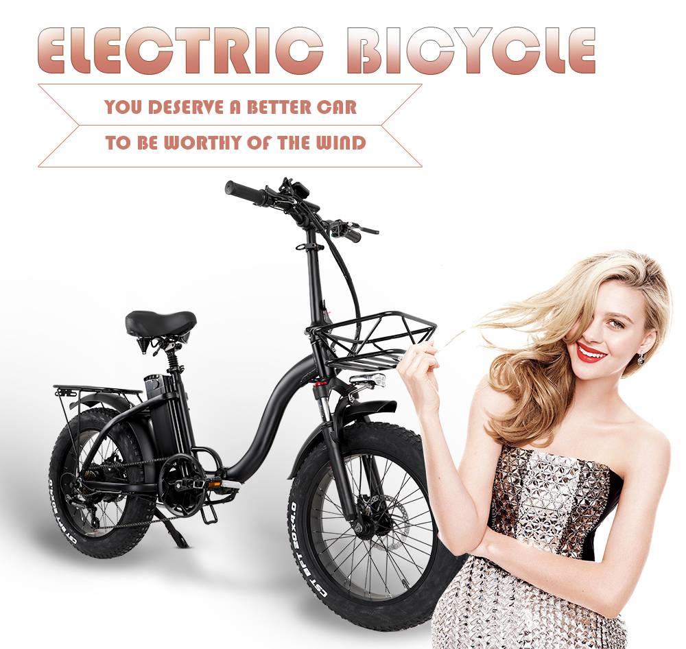 CMACEWHEEL Y20 Electric Moped Bike 20 x 4.0 Fat Tires Five Speeds 750W Motor 15AH Battery Smart Display - Black