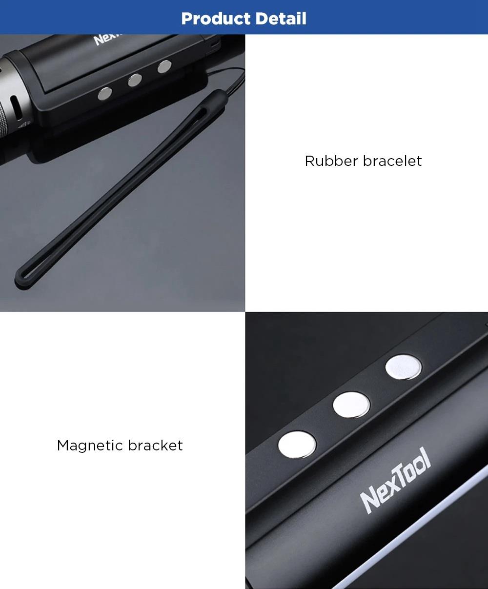 Nextool Outdoor Portable 6-in-1 LED Flashlight 1000 Lumens Lens Telescopic Focusing One-click Alert USB Charging IPX4 Waterproof From Xiaomi Youpin - Black