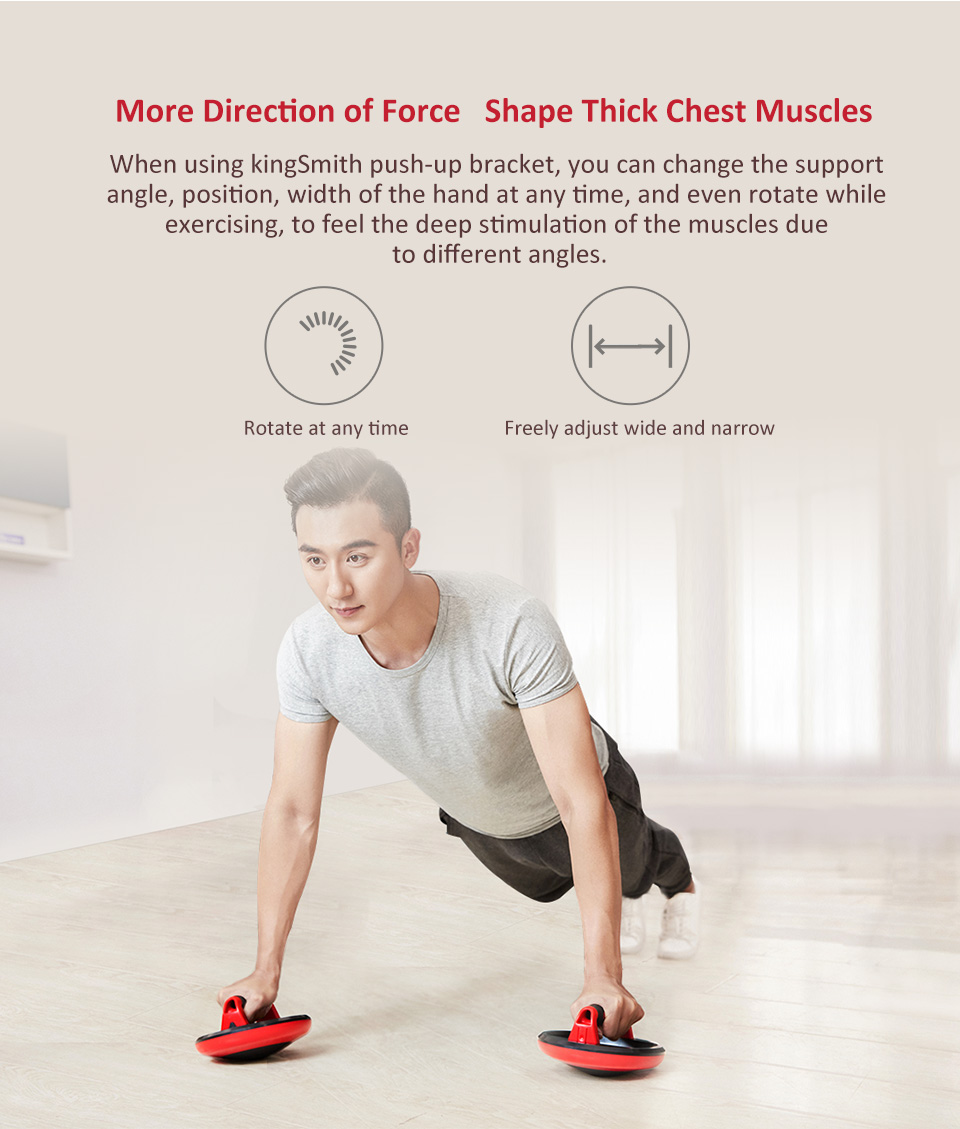 KINGSMITH Push-up Bracket Indoor Outdoor Sports Push Up Stand Rotated Curved Disc Removable Chassis Support Fitness Equipment For Arms Back Belly Core Training From Xiaomi Youpin - Red