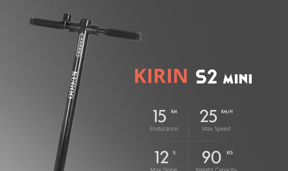 KUGOO KIRIN S2 Mini Folding Electric Scooter Christmas Gift 150W Motor LCD Display Screen Max 25KM/H 5.5 Inch Tire - Black