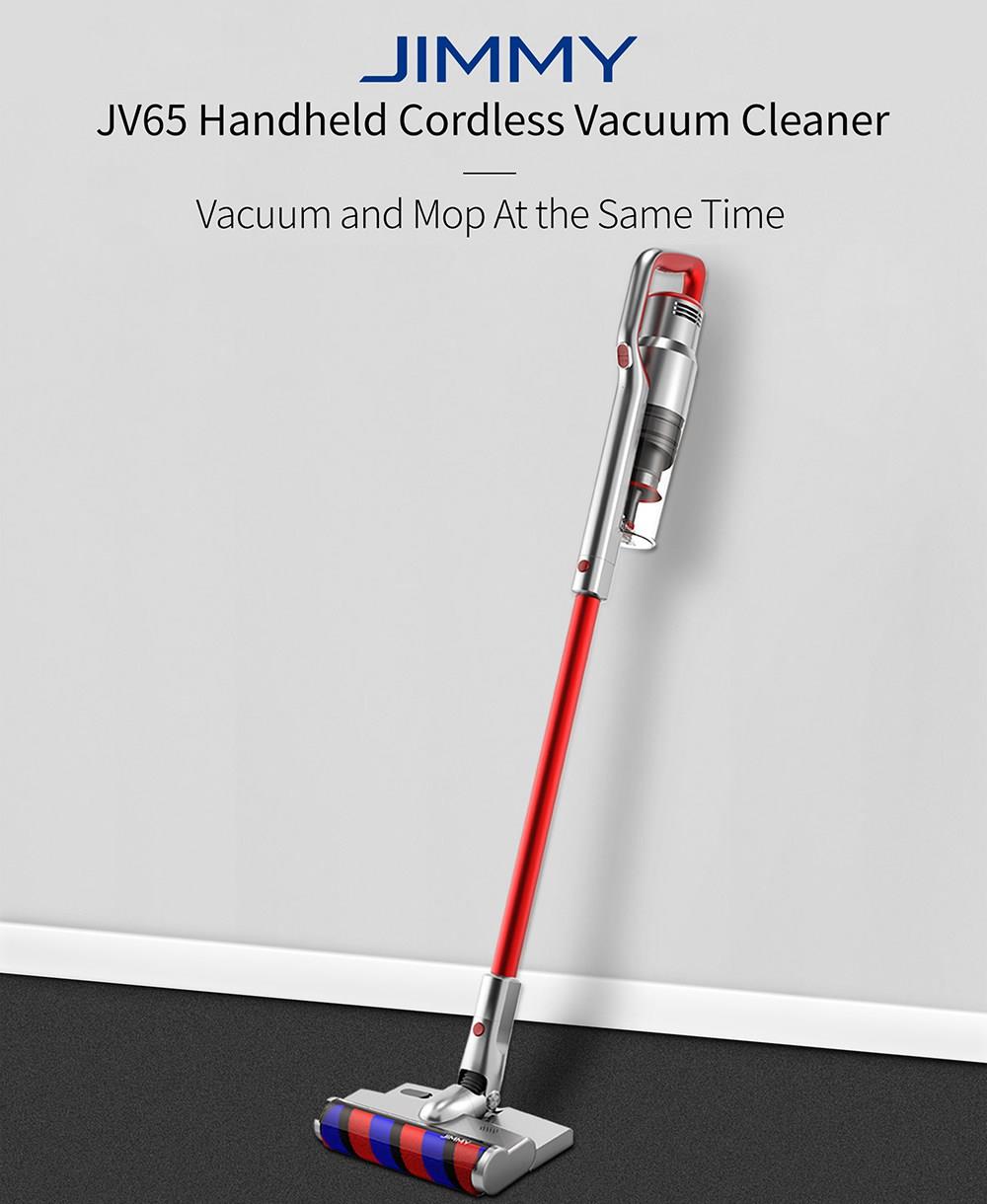 JIMMY JV65 Handheld Cordless Stick Vacuum Cleaner 22Kpa Suction Power 145AW Digital Motor 70 Minute Run Time 0.5L Big Dust Cup Low Noise Anti-winding Hair Mite + Water Tank - Red