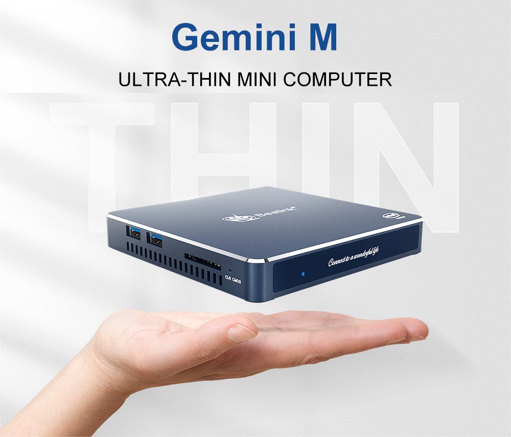 Beelink GEMINI M  Windows10 Mini PC Gemini Lake-R J4125 Quad Core 8GB RAM 128GB SSD 2.4G+5G WIFI Dual HDMI USB*4
