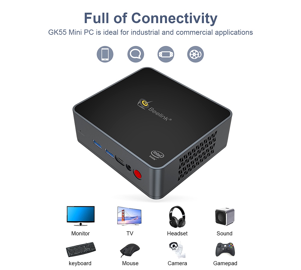 New Beelink GK55 Windows10 Mini PC Gemini LakeR J4125 Quad Core 8GB