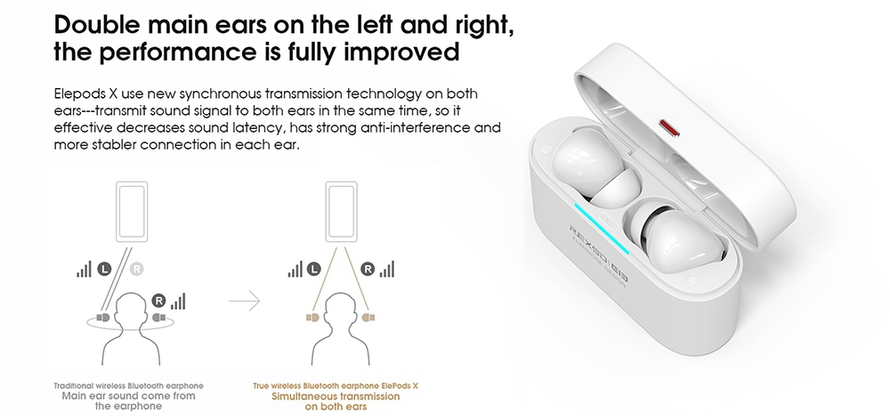 Elephone Elepods X TWS Wireless Earbuds Bluetooth 5.0 Earphone ANC Active Noise Canceling with Mic - Black