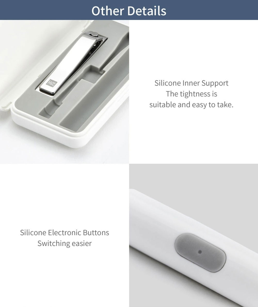 HUOHOU LED Taşınabilir Çıkarılabilir Tırnak Makası Earpick Bakım Seti Silikon Başlık USB Şarj Yetişkinler İçin Uygun Çocuklar - Beyaz