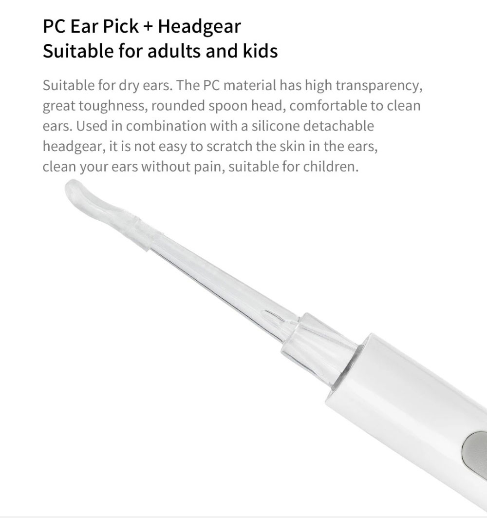 HUOHOU LED المحمولة القابلة للإزالة مسمار كليبرز Earpick مجموعة العناية سيليكون القبعات شحن USB مناسبة للبالغين الأطفال - أبيض