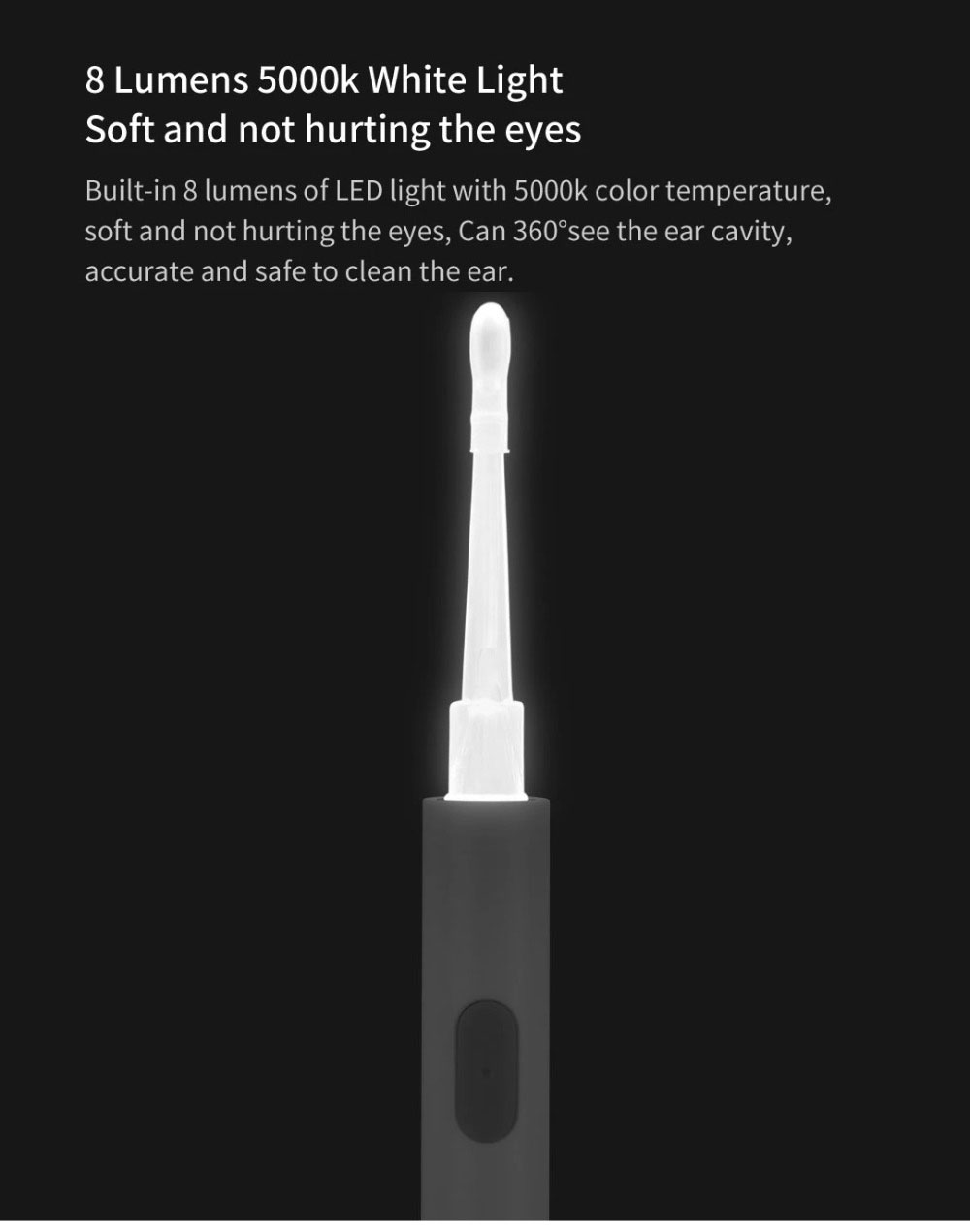 HUOHOU LED Taşınabilir Çıkarılabilir Tırnak Makası Earpick Bakım Seti Silikon Başlık USB Şarj Yetişkinler İçin Uygun Çocuklar - Beyaz