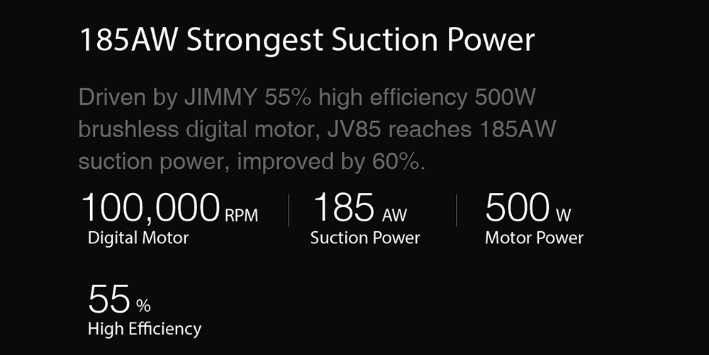 Aspirador de pó portátil sem fio inteligente JIMMY JV85 23000Pa Sucção 500W Motor sem escova 60 minutos Tempo de funcionamento Visor LED Versão global - azul