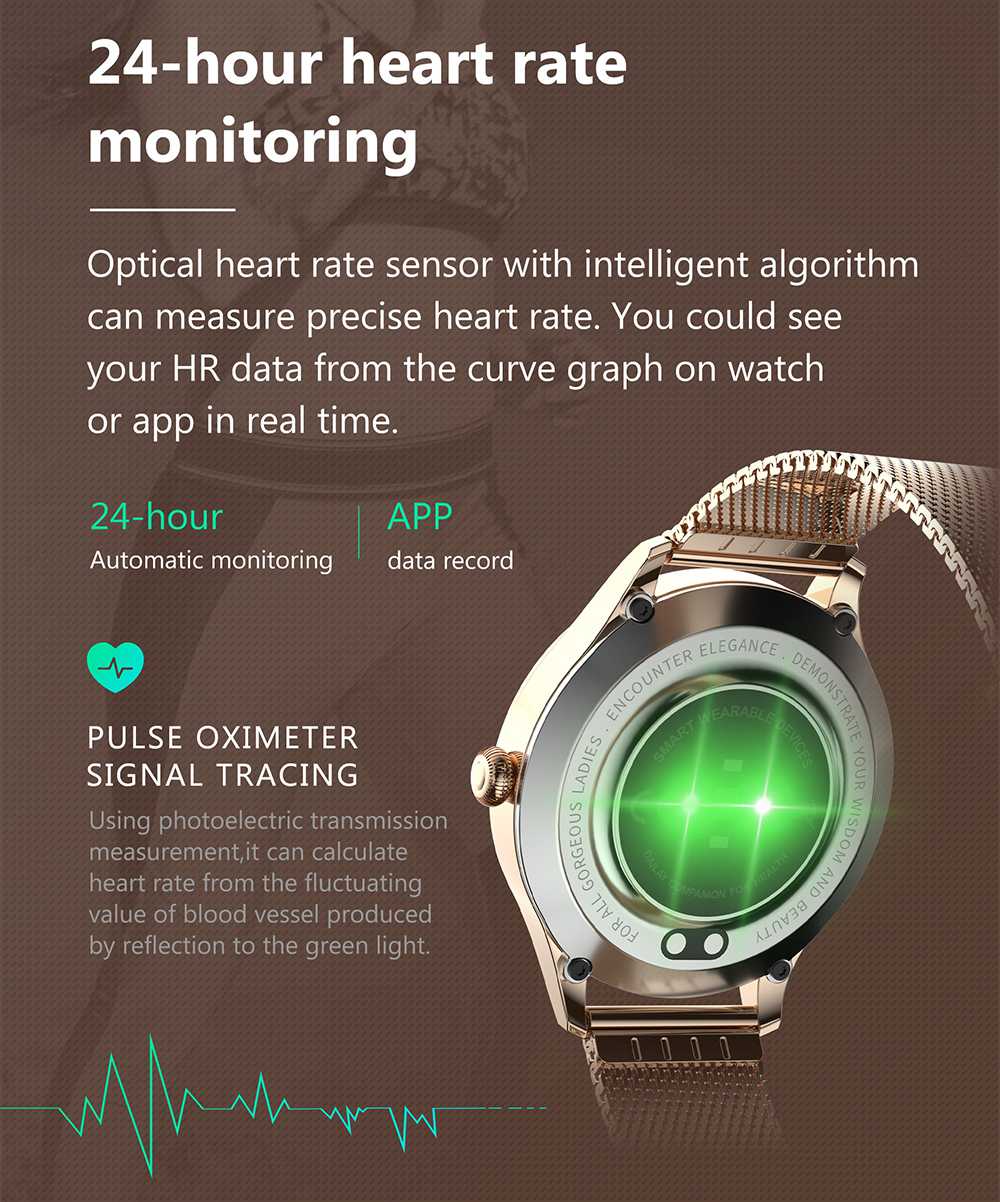 KW10 PRO Женские умные часы 1.09-дюймовый круглый TFT-экран IP68 Водонепроницаемость Heart Rate Sleep Tracker APP Bluetooth Multi-language - Gold