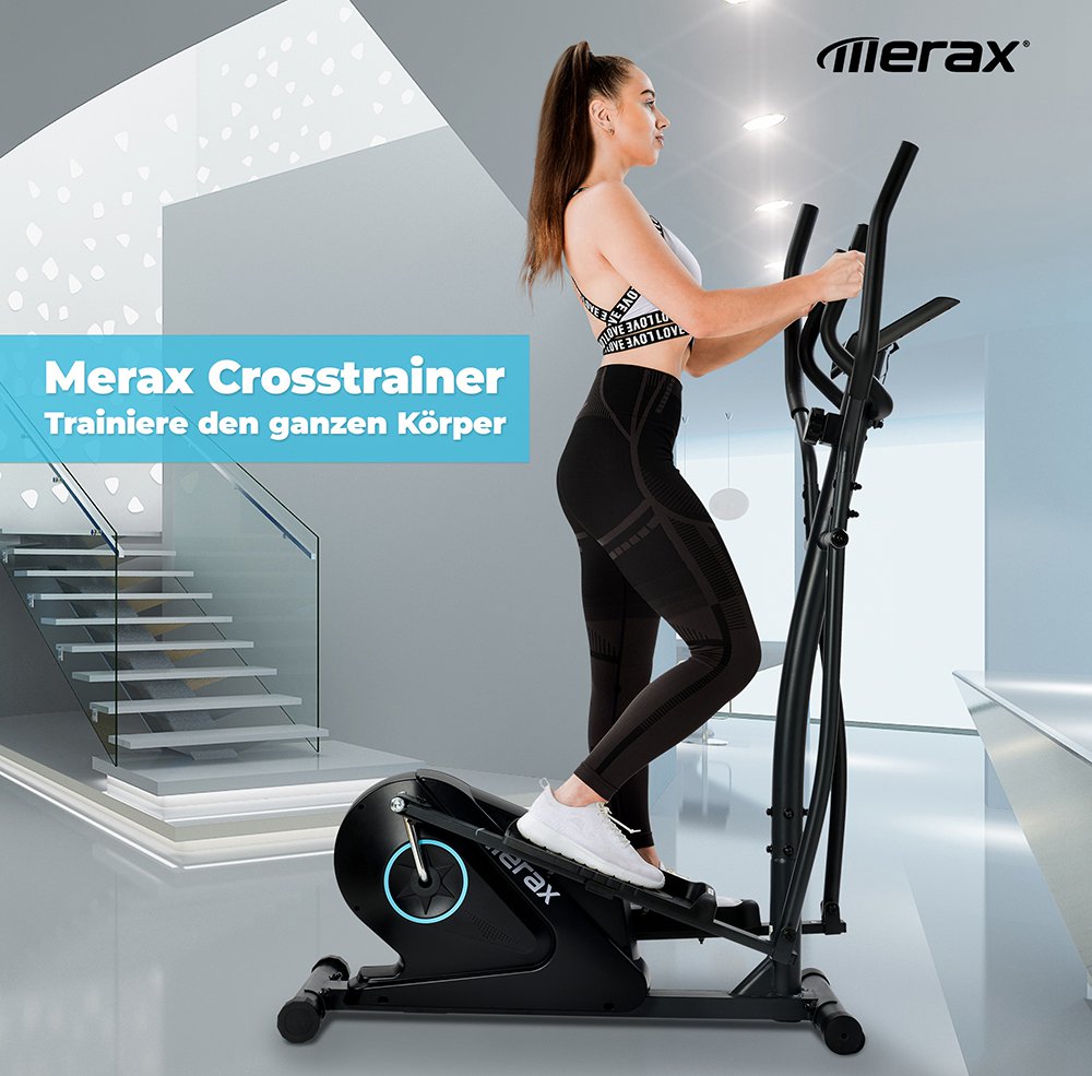 Merax Cross Portable Trainer Elliptical with LCD Display Equipment Stand For Home Exercises 8 Levels - Black