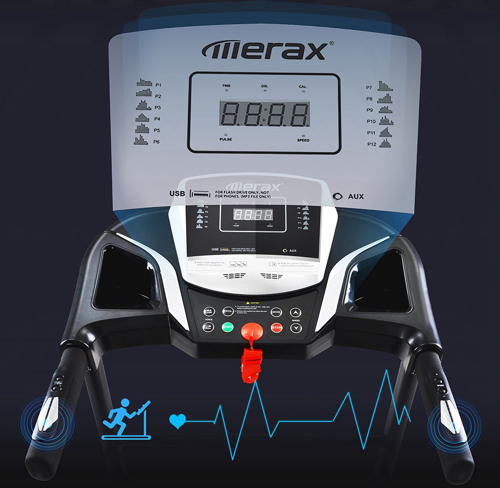 Merax Treadmills Indoor Use Foldable With Preset Speed Levels/USB/AUX/Bluetooth/LED Display