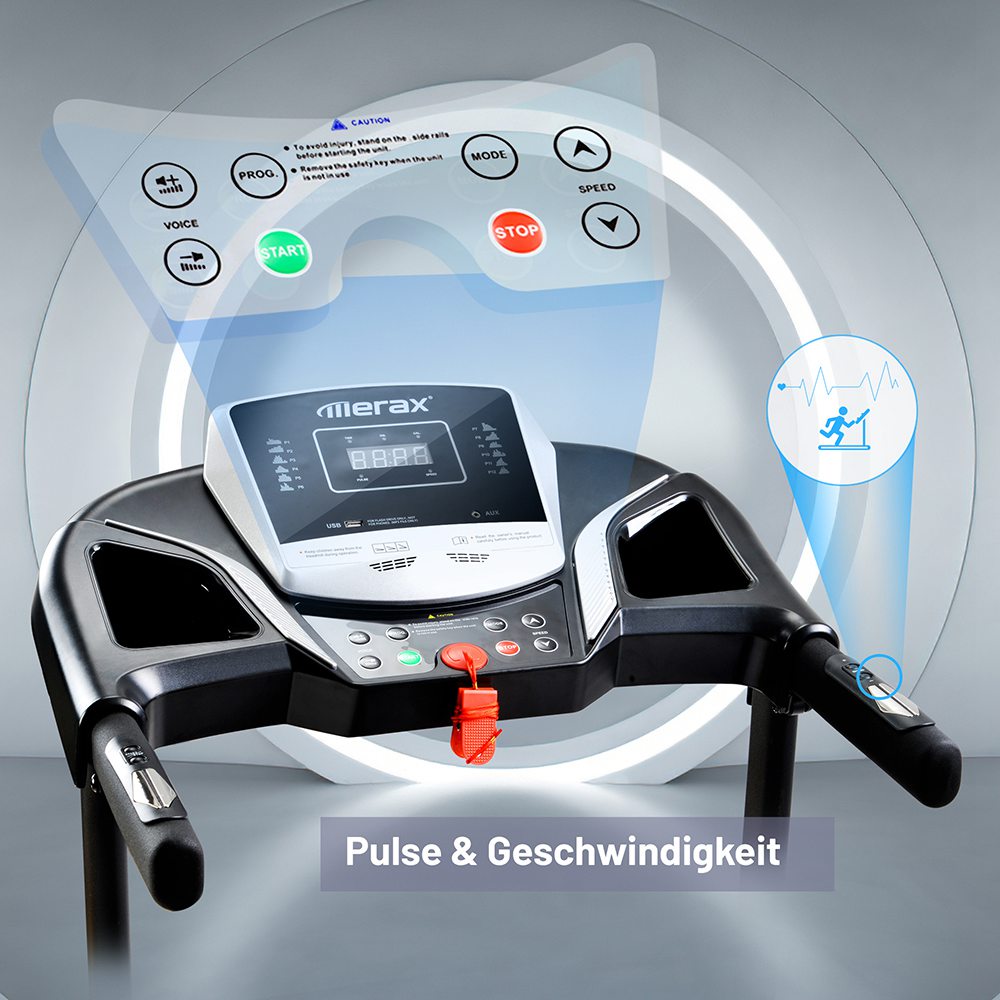Merax Treadmills Indoor Use Foldable With Preset Speed Levels/USB/AUX/Bluetooth/LED Display