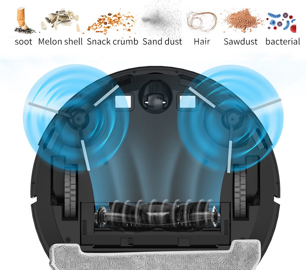 Proscenic Ultenic D5 Robot Vacuum Cleaner 2200Pa Max Suction Wi-Fi & Alexa Control Super-Thin Auto Carpet Boost - Black