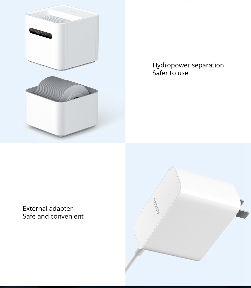 Xiaomi Smartmi Evaporation Air Humidifier 2 4L Large Capacity 99% Antibacterial Smart Screen Display Mi Home APP Control - White