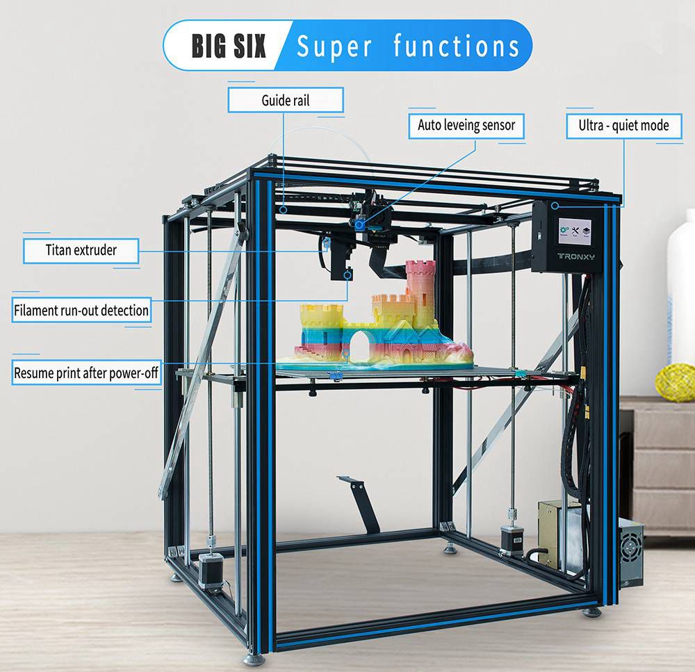 Tronxy 3D X5SA-500 Pro Upgraded FDM 3D Printer 500*500*600mm Linear Guide Titan Extruder CoreXY Ultra Silent Mainboard